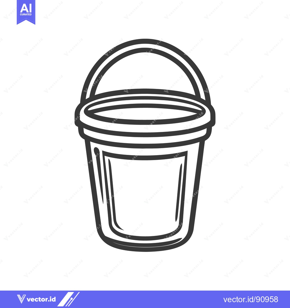 Premium Vector dari A black and white illustration of a simple bucket object