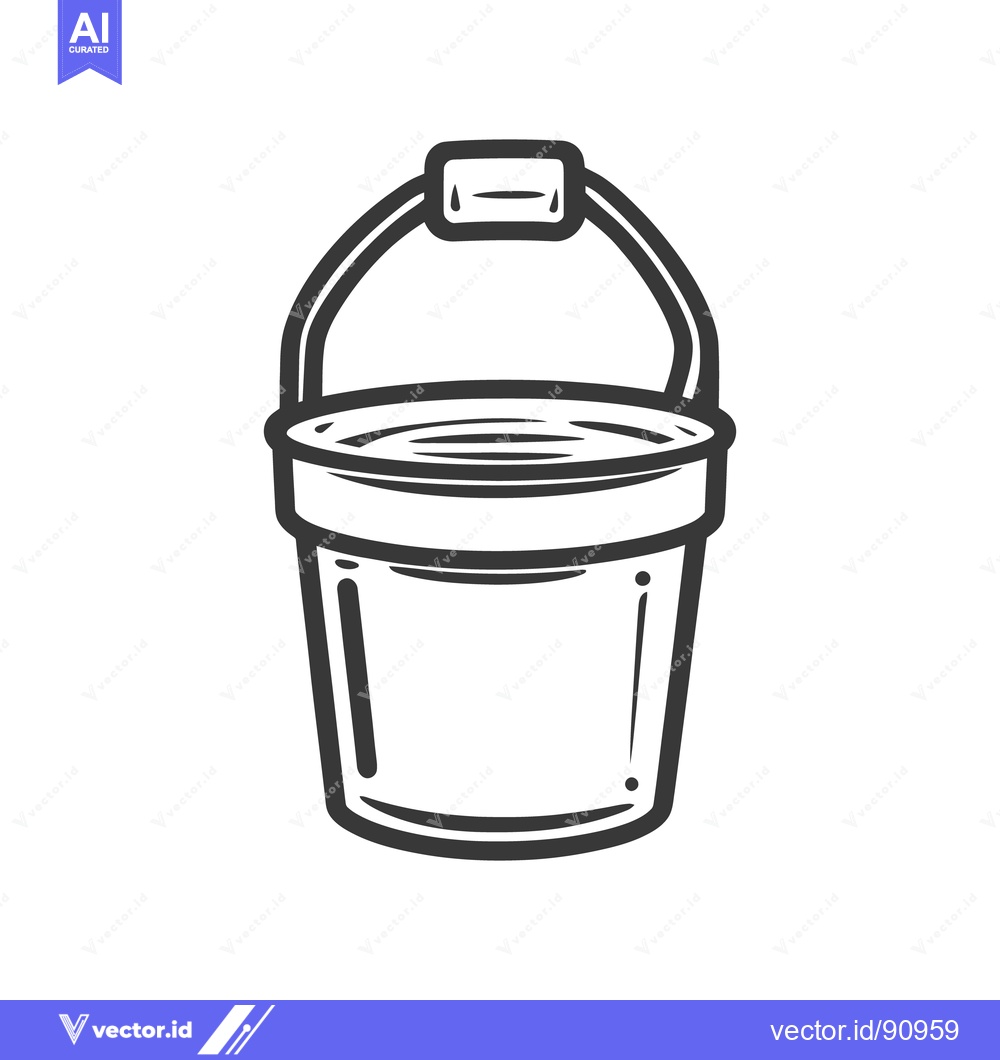 Premium Vector of A black and white illustrated image of a simple bucket