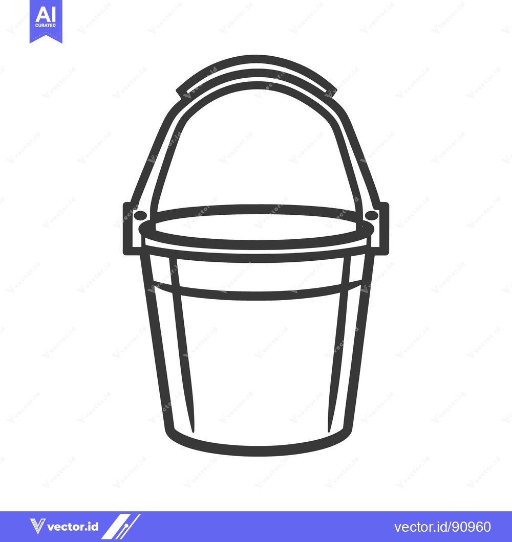 Premium Vector dari An illustrated black and white bucket with an arched handle