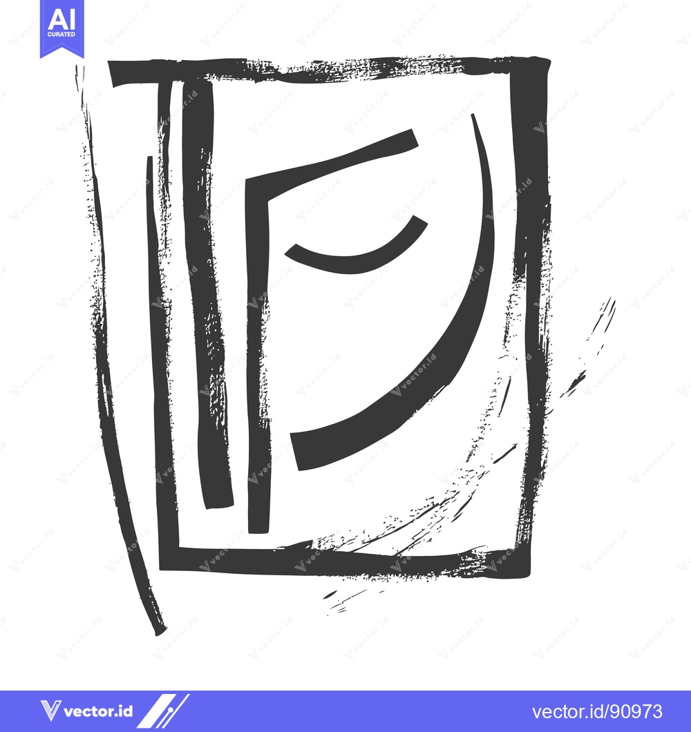 Premium Vector dari Abstract Minimalist Face Composition Within a Rectangular Frame