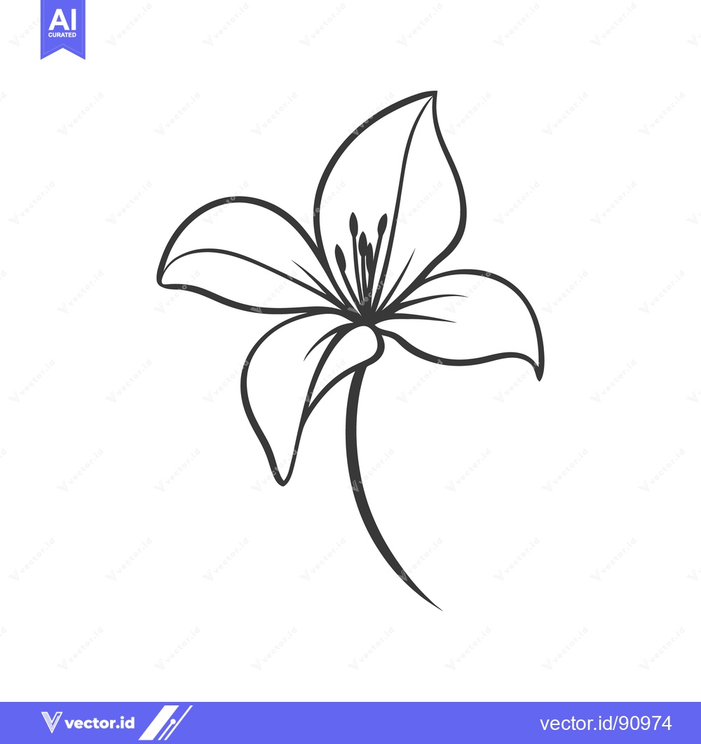 Premium Vector of A simple black and white line art of a single flower