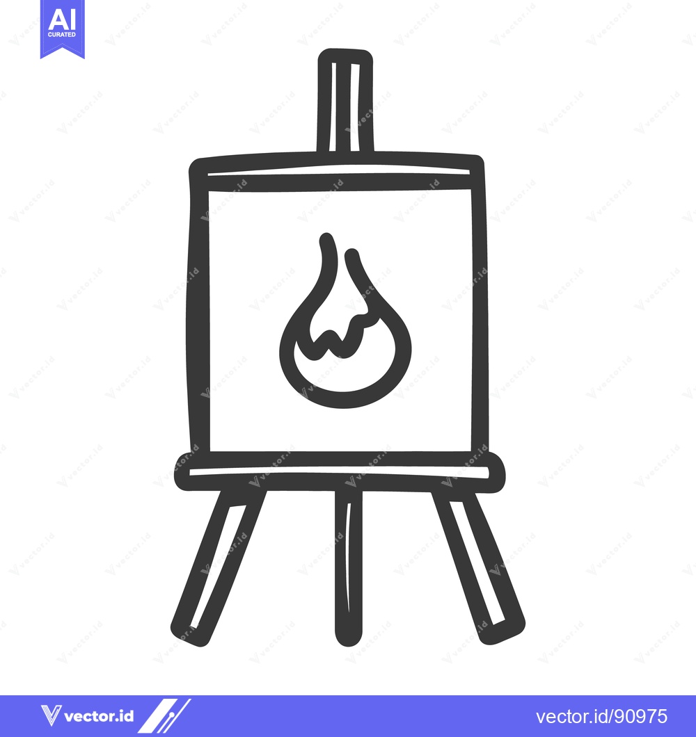 Premium Vector dari A drawing of an easel with a single flame on it