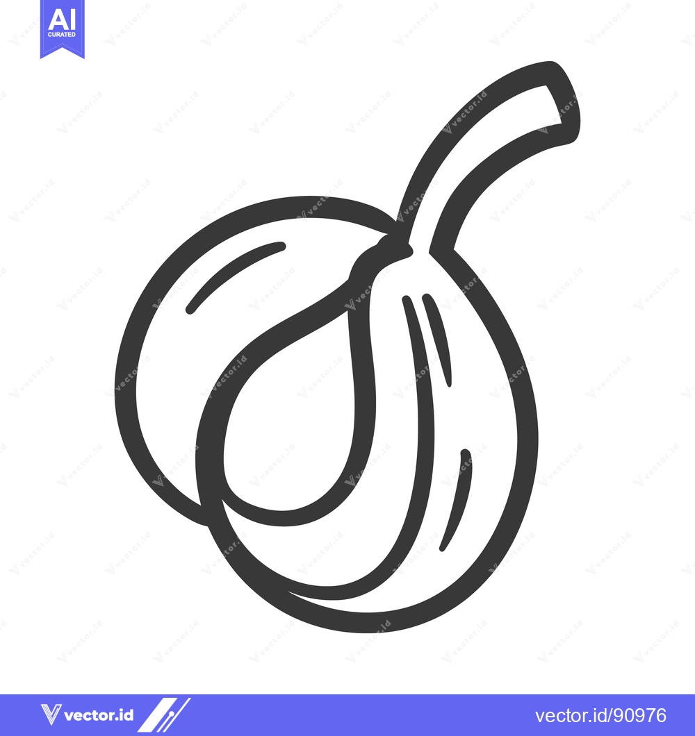 Premium Vector of A black and white illustration of a single fig fruit