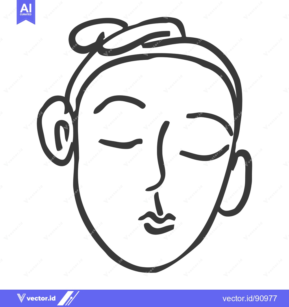 Premium Vector dari Simple black and white line drawing depicting a human face