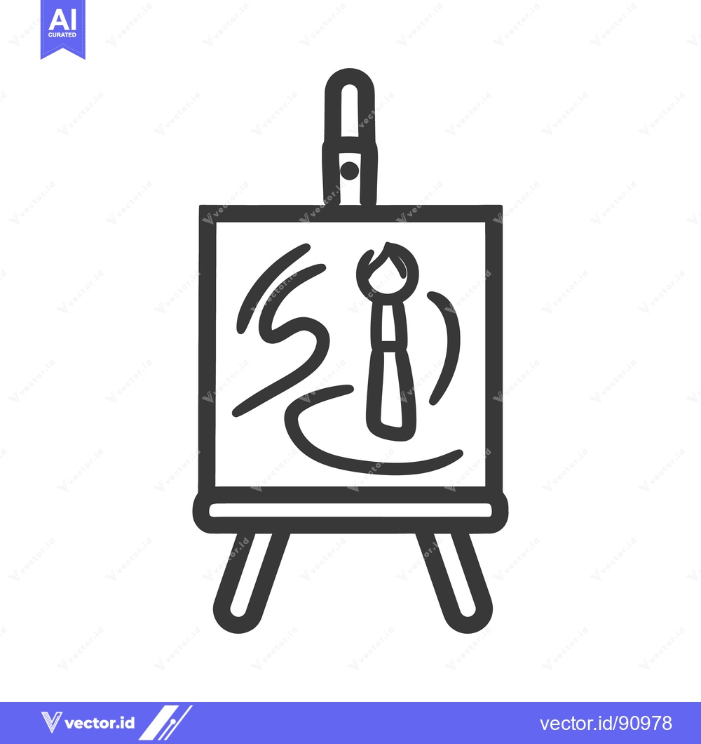 Premium Vector dari An illustration of an easel with art supplies and artwork