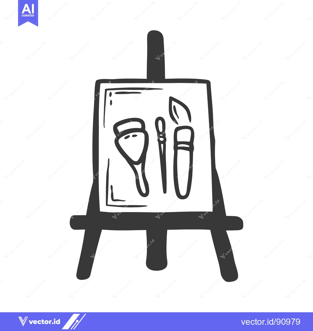 Premium Vector dari An art easel displays brushes and other painting tools