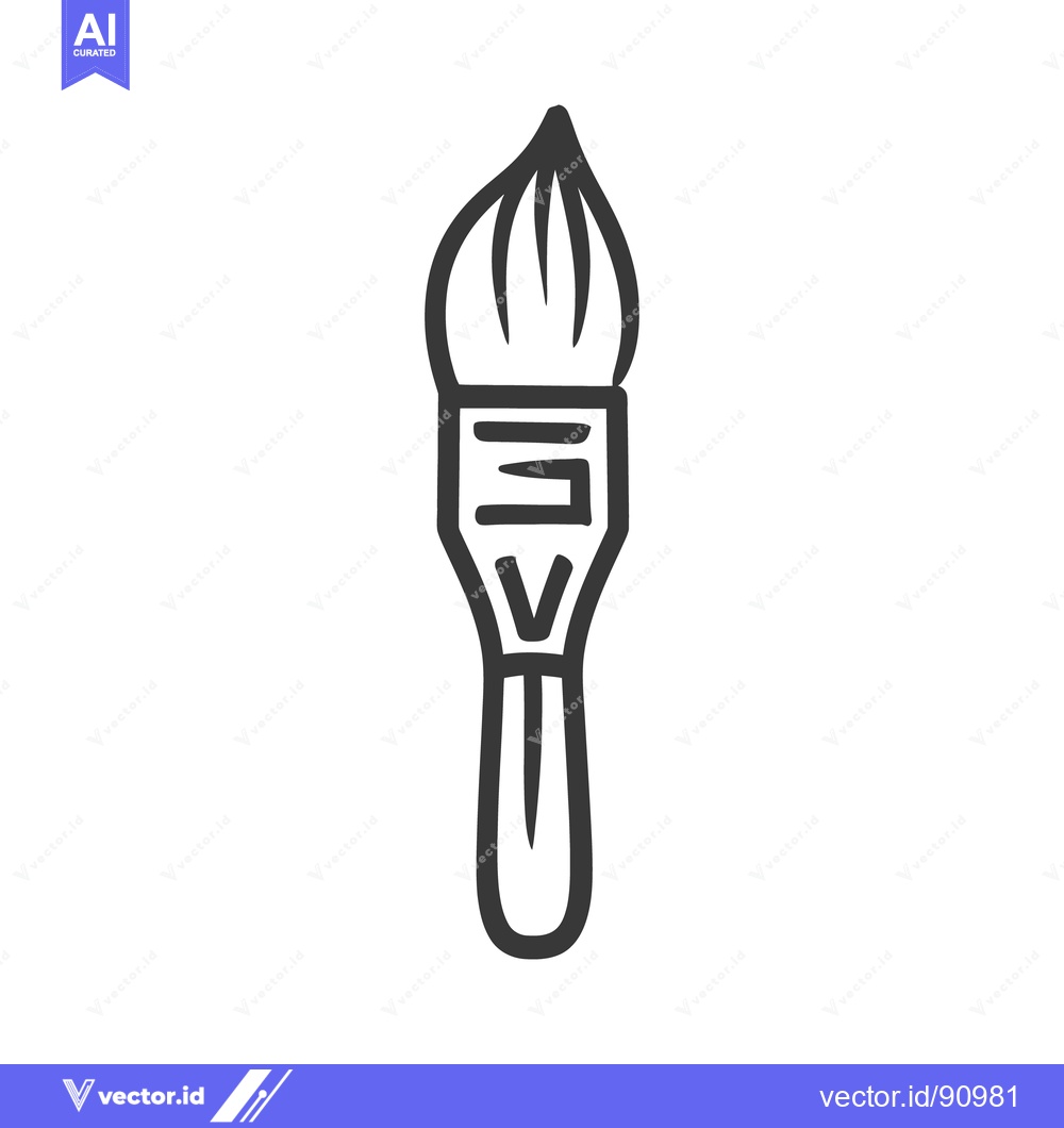 Premium Vector dari A single artist tool illustrated as a paintbrush outline