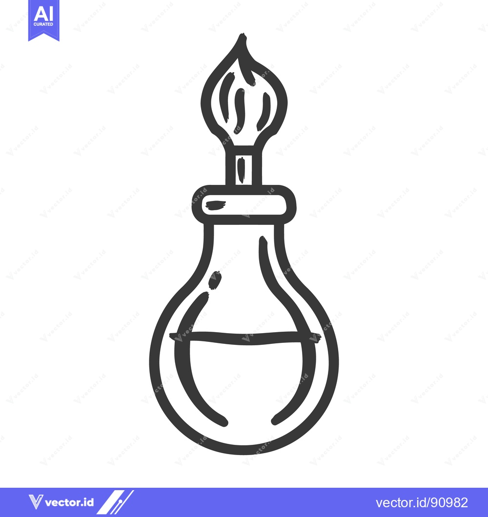 Premium Vector dari An illustrated laboratory flask with a stylized flame above it