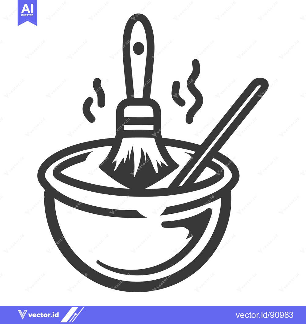 Premium Vector dari A bowl containing liquid with a brush and a stir stick