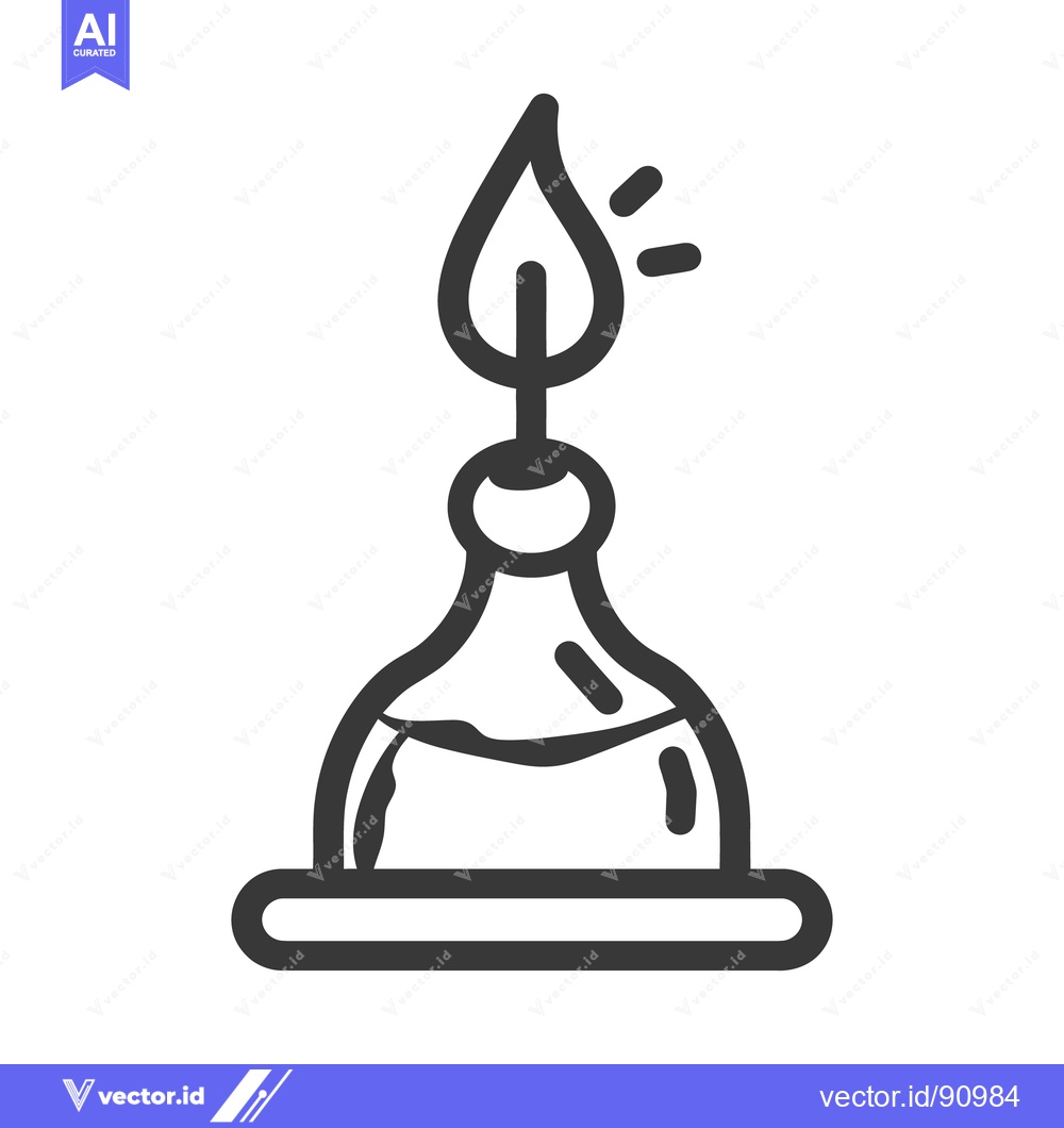 Premium Vector dari A stylized drawing of a burning laboratory spirit burner