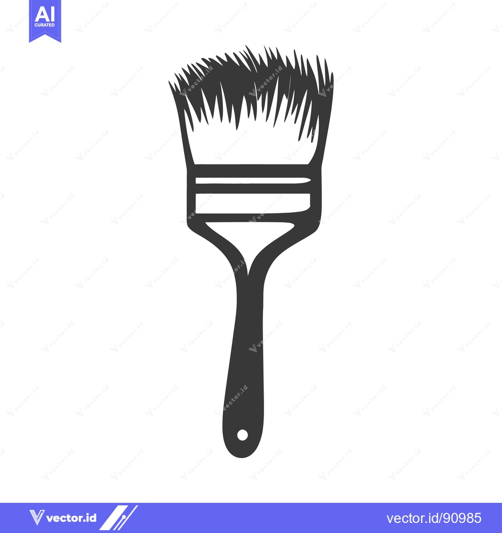 Premium Vector dari A simple monochrome illustration of a paint brush tool