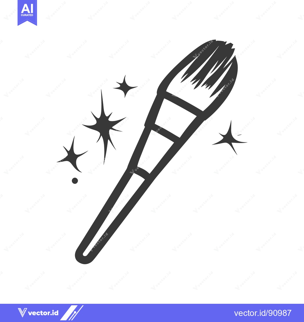Premium Vector dari A simple illustration of a cosmetic brush with sparkling stars