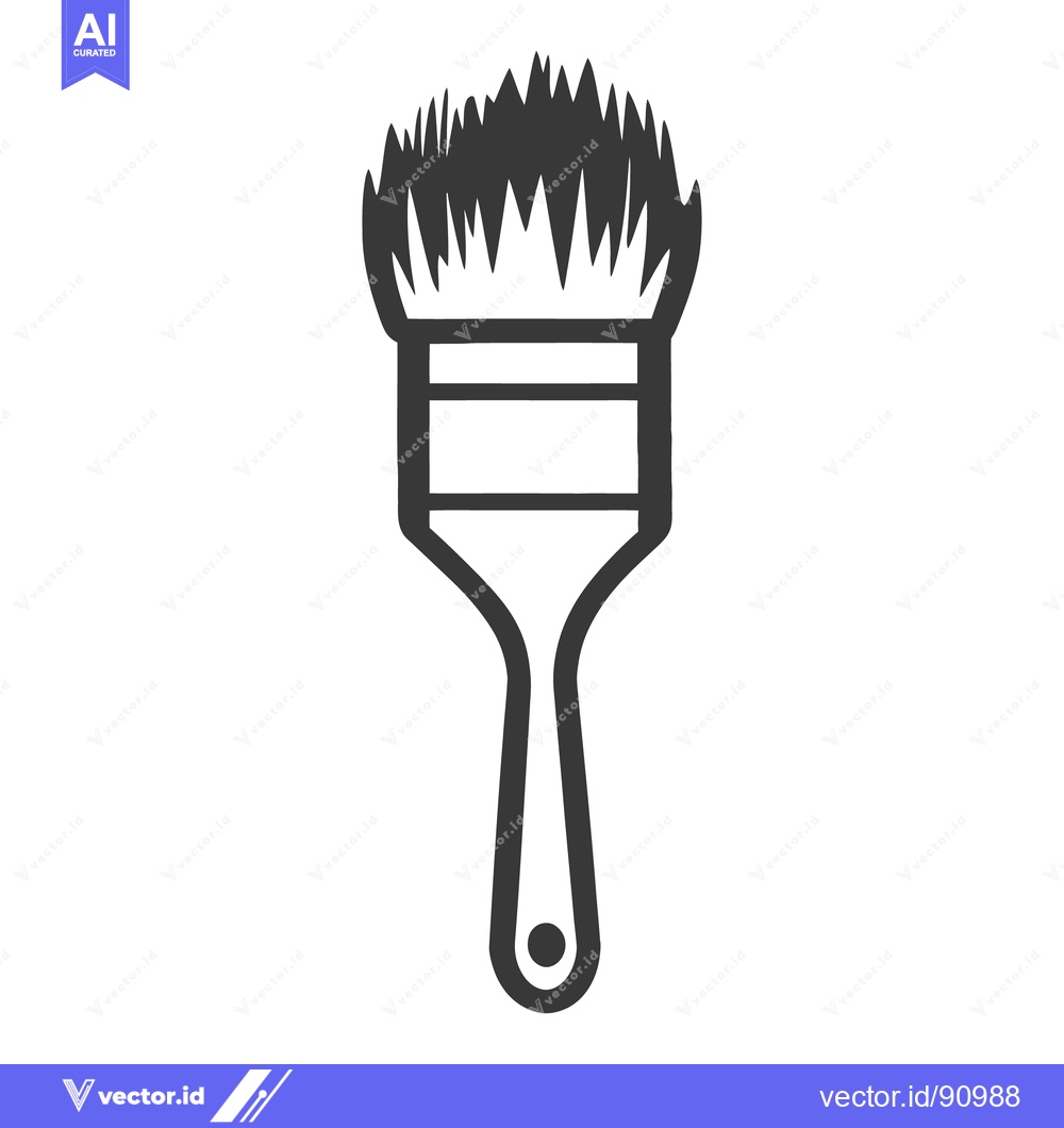 Premium Vector of A black line drawing of a paintbrush against white background