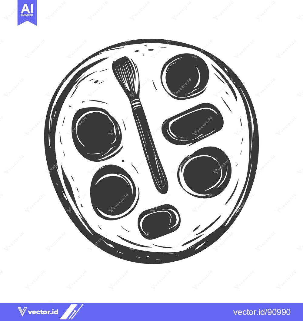 Premium Vector dari An illustration showing a paint palette and paintbrush ready to create