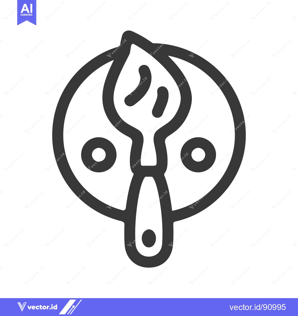 Premium Vector dari An artistic paintbrush rests on a palette of paints with circles