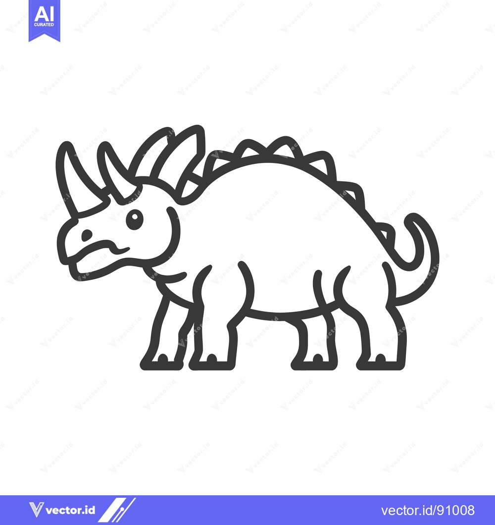 Premium Vector dari A simple illustration of a horned prehistoric plant eating creature