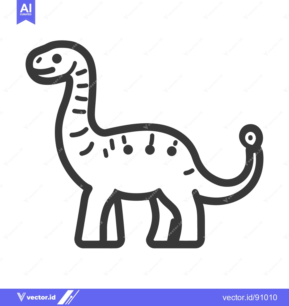 Premium Vector of A cute friendly dinosaur standing with a long neck and tail