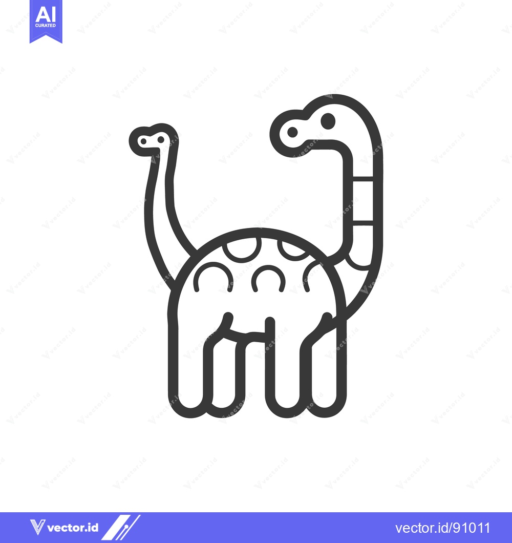 Premium Vector dari Simple outline depiction of a friendly long necked dinosaur