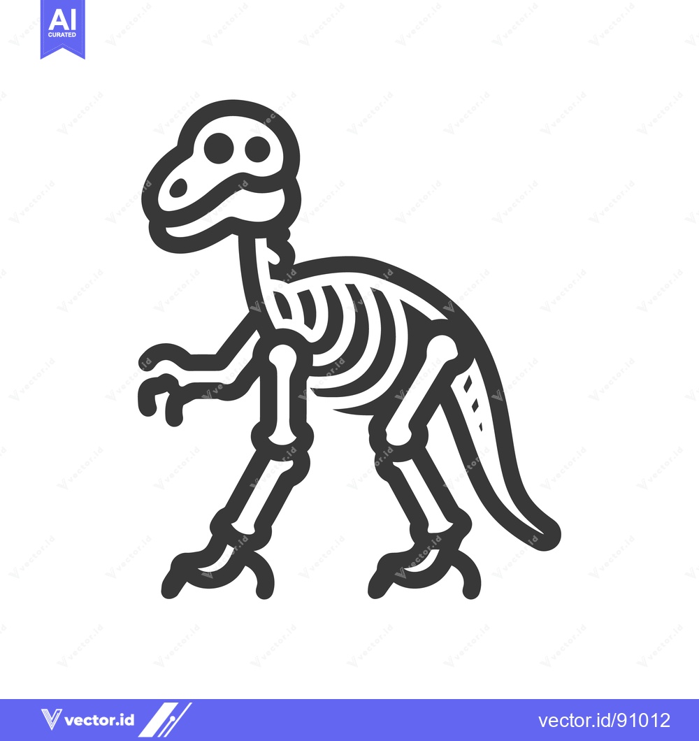 Premium Vector dari Simple stylized illustration of a dinosaur skeletal structure on white
