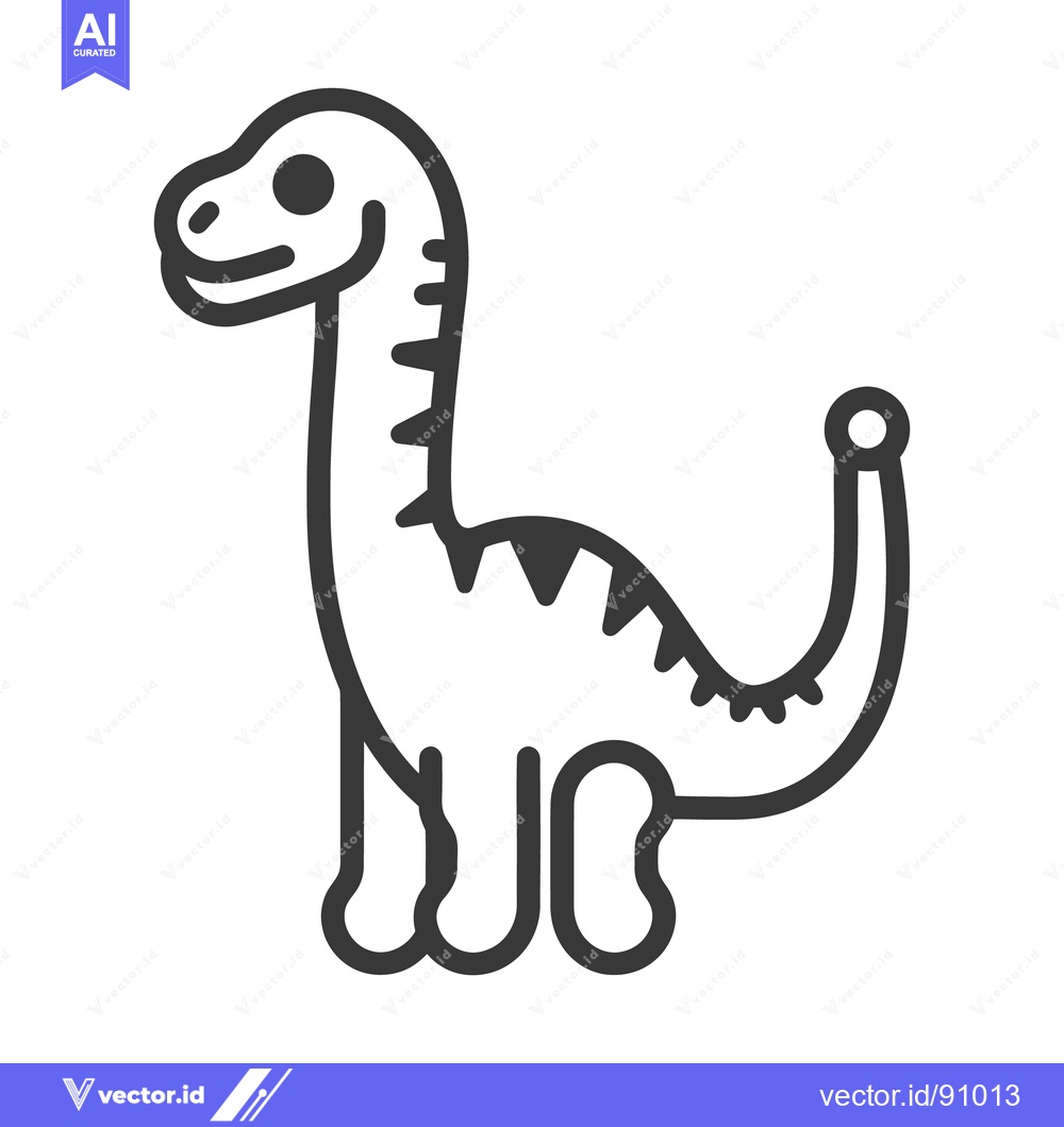 Premium Vector of Cartoon drawing of a friendly long neck dinosaur standing upright