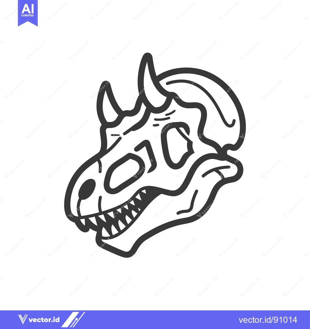 Premium Vector dari A stylized illustration of a triceratops dinosaur skull