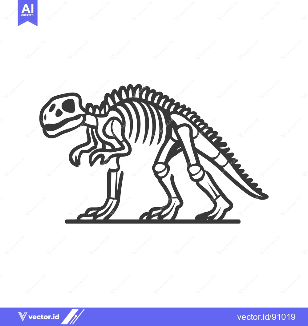 Premium Vector dari A black and white illustration depicting a dinosaur skeleton
