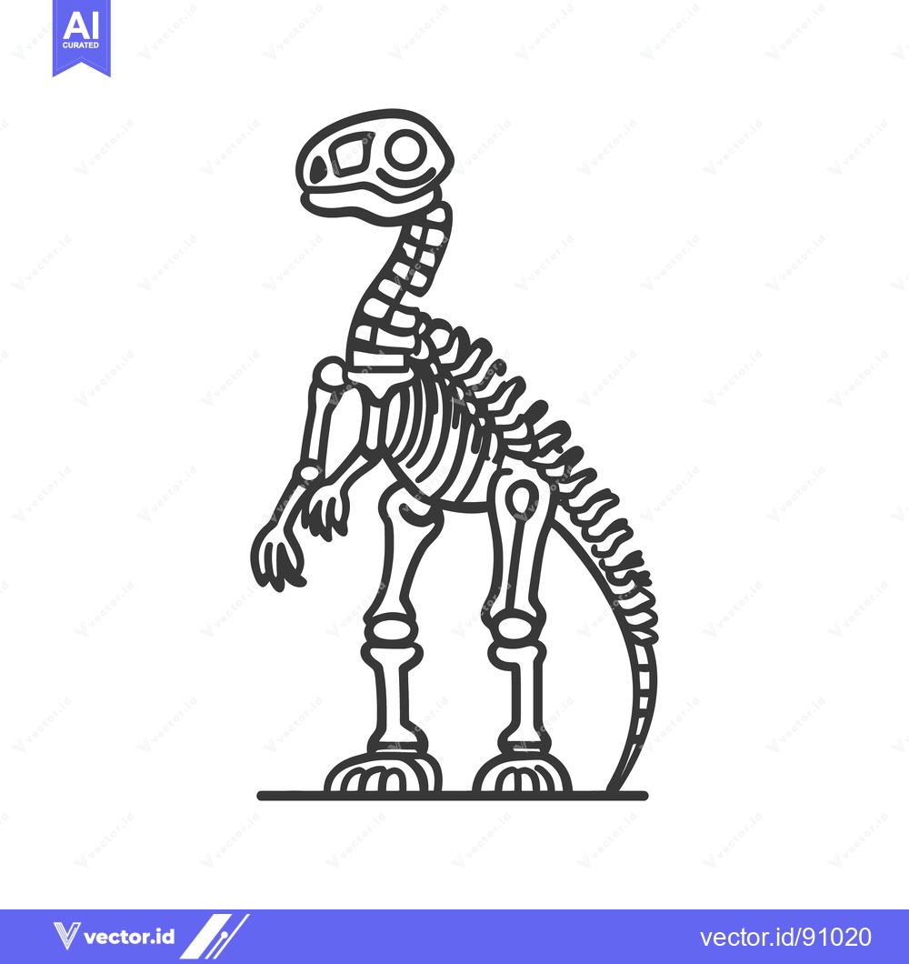 Premium Vector of An outline drawing depicting a dinosaur skeleton standing proudly