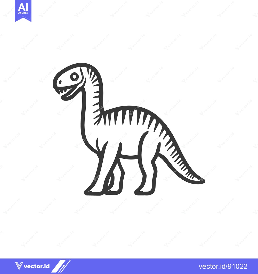 Premium Vector dari A stylized outline drawing of a friendly plant eating dinosaur