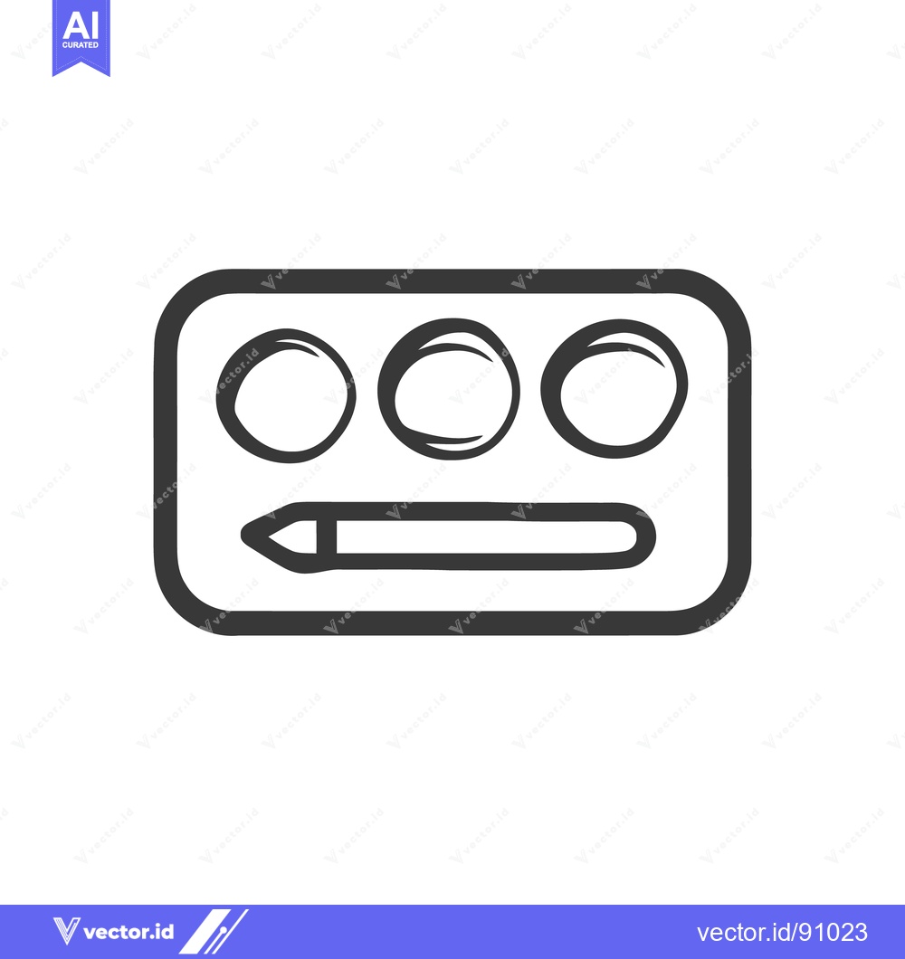 Premium Vector dari Minimalist Eye Shadow Palette Icon with Applicator, Black Outline on W