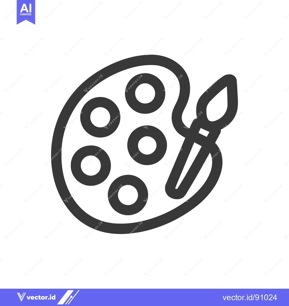 Premium Vector of Minimalist Art Palette and Brush Icon, Creative Design Element