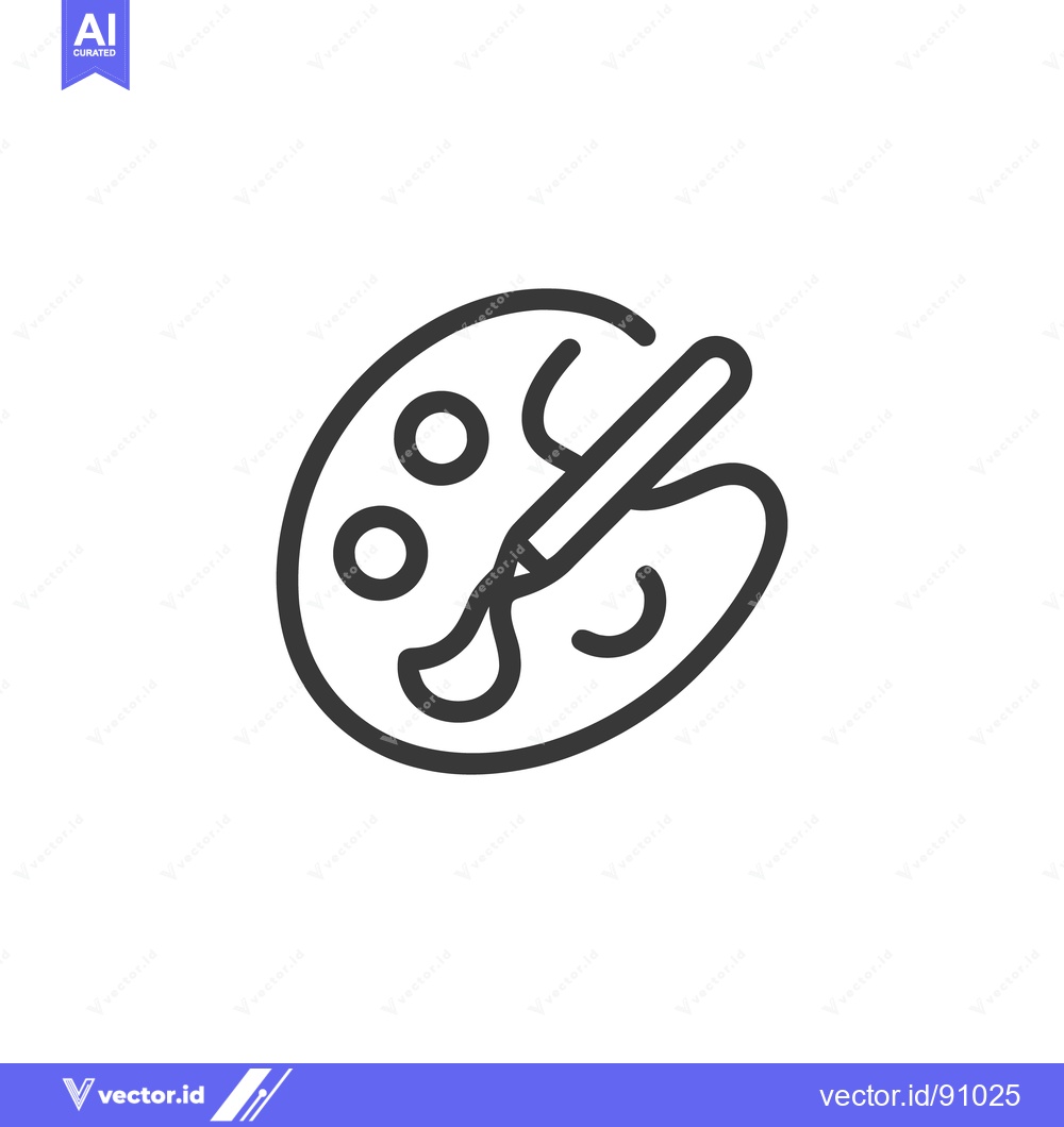Premium Vector dari Minimalist Art Palette and Brush Icon on White Background