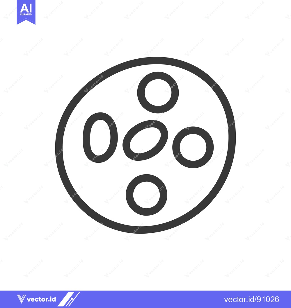 Premium Vector dari Simple Black and White Icon of Petri Dish with Cells