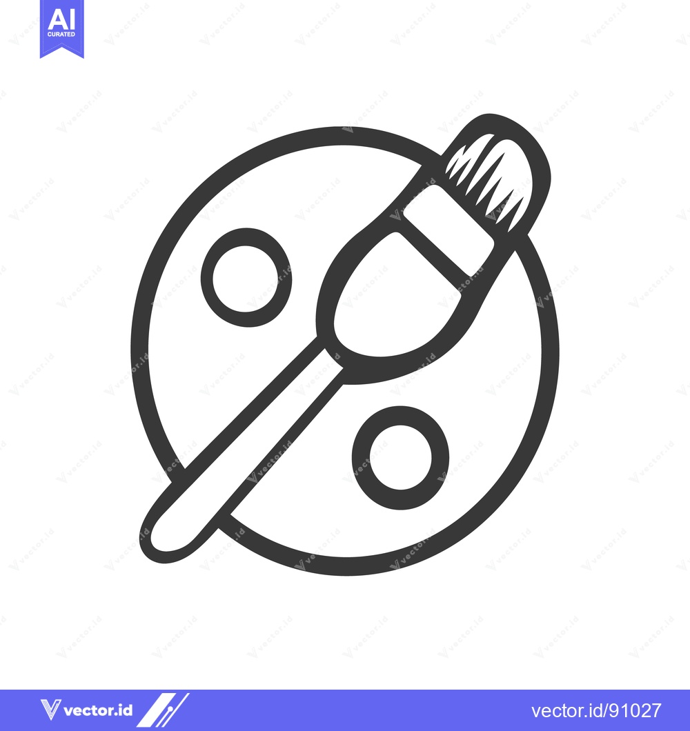 Premium Vector of A simple image depicting a painters brush and palette