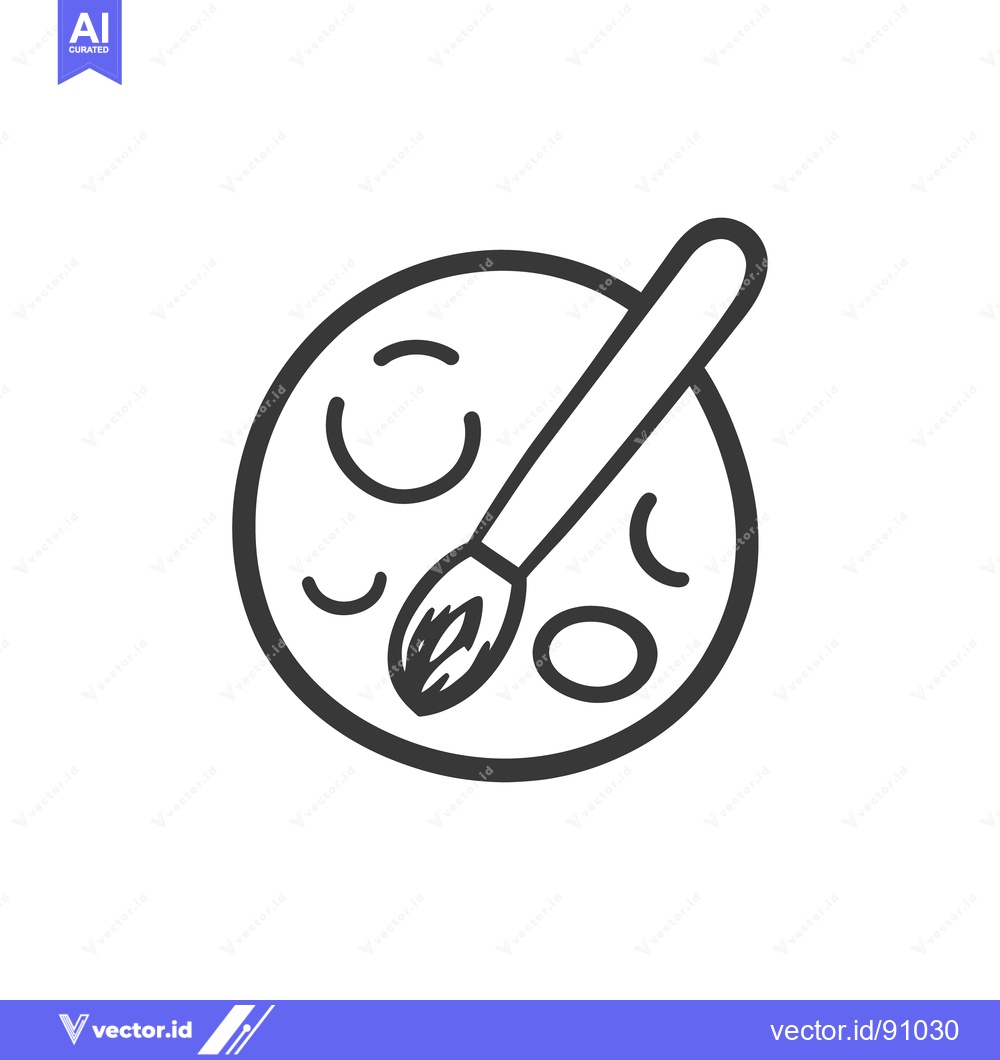 Premium Vector dari An illustration of a paintbrush resting on a color palette