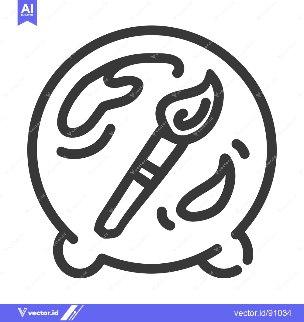 Premium Vector of An art palette containing a paintbrush and some paint splashes