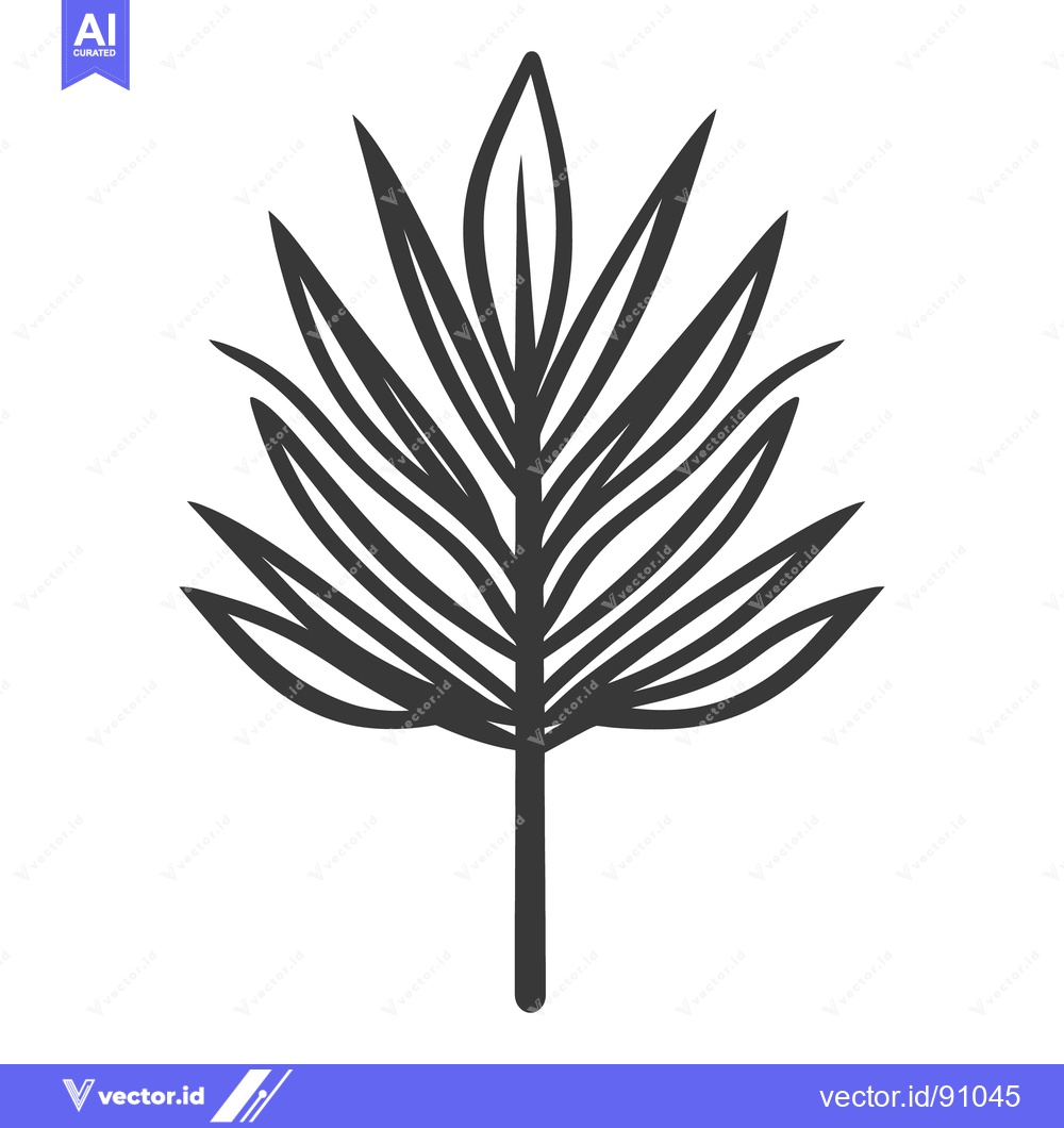 Premium Vector dari A detailed black and white illustration depicting a palm leaf
