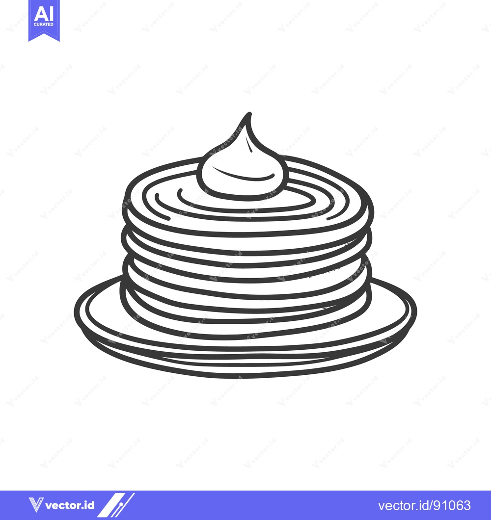 Premium Vector dari A stack of pancakes topped with a swirl of cream