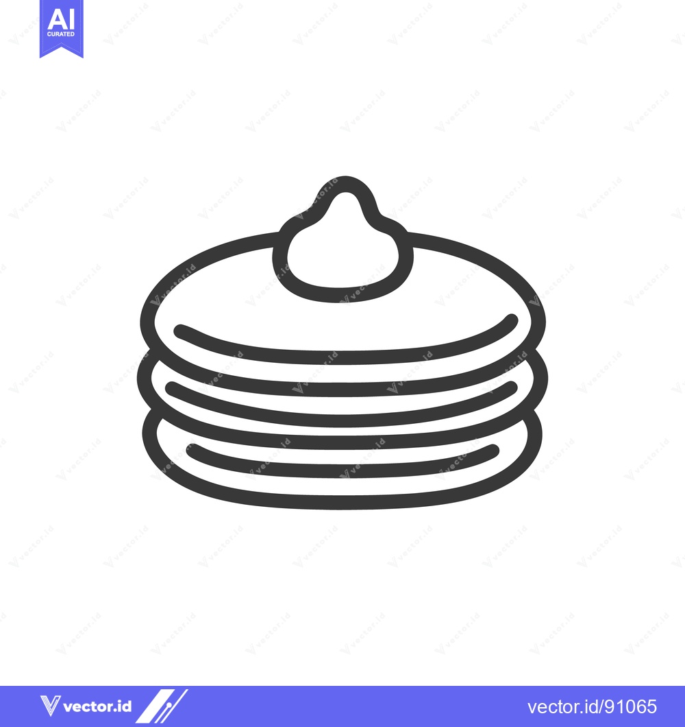Premium Vector dari A stack of pancakes with a dollop of topping on top