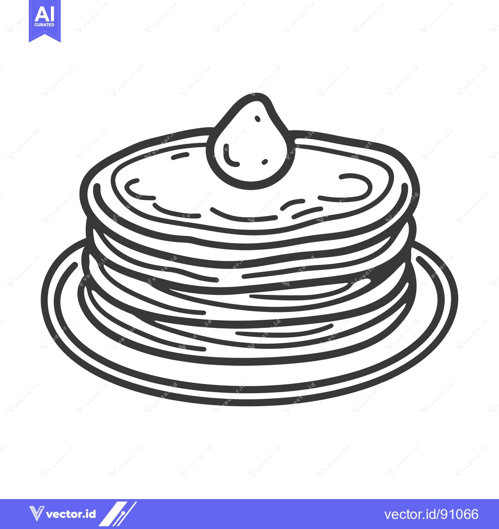 Premium Vector dari Stacked pancakes topped with a dollop of creamy goodness on a plate