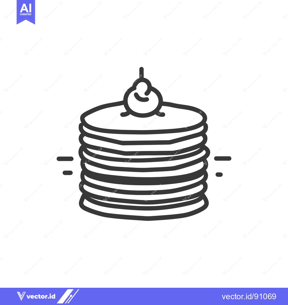 Premium Vector dari A stack of pancakes topped with a small rounded decoration