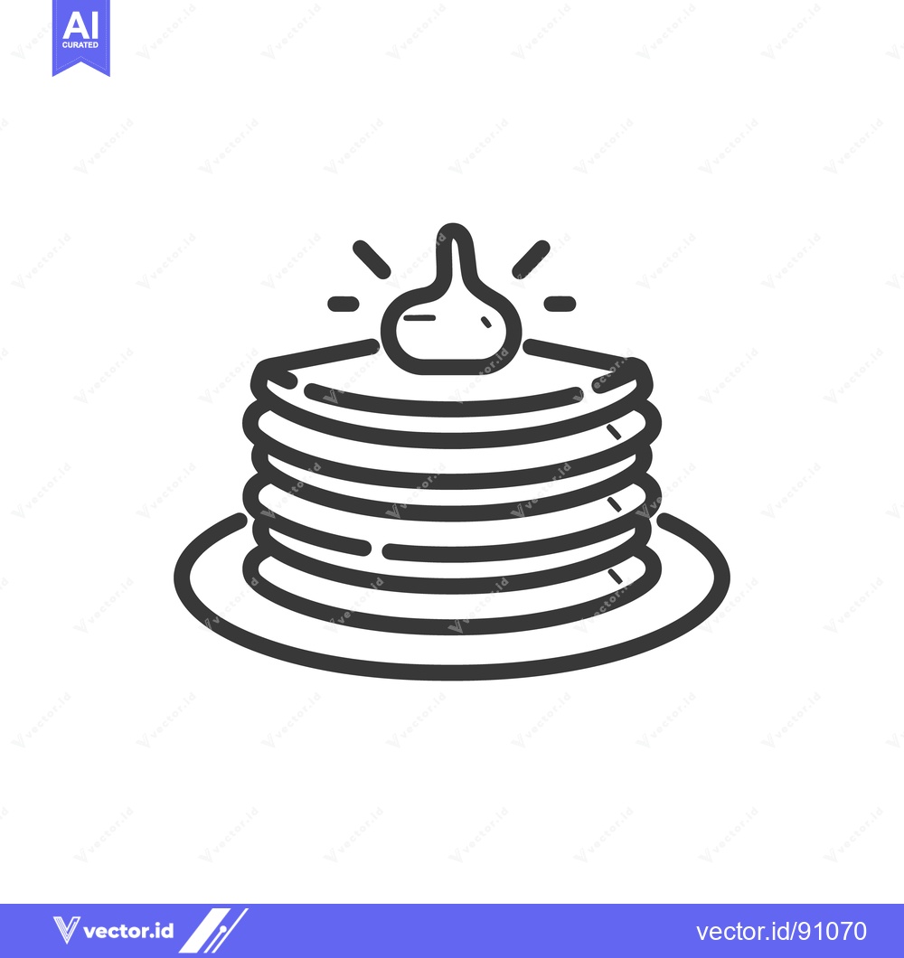 Premium Vector of Stack of pancakes with a dollop of something sweet on top