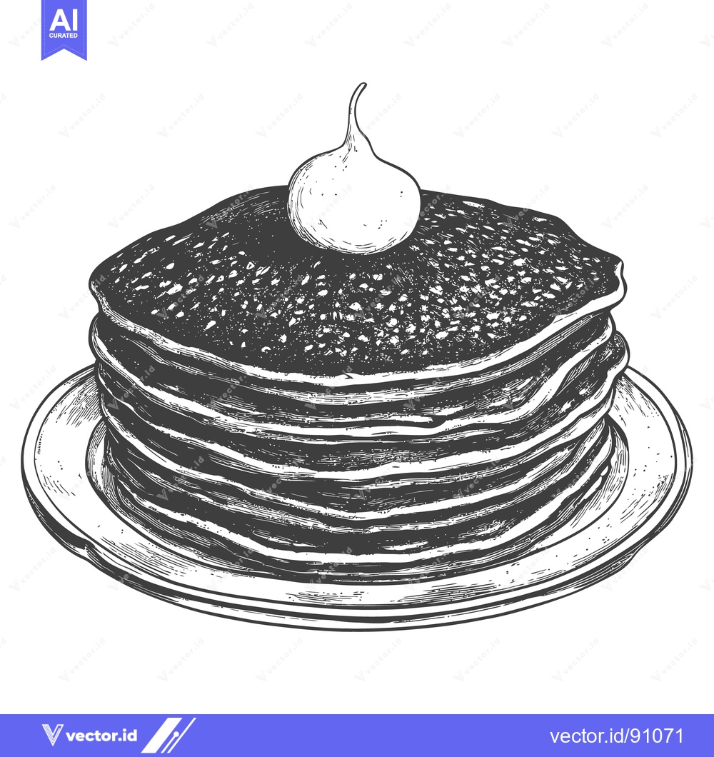 Premium Vector of A stack of pancakes with a dollop of something on top