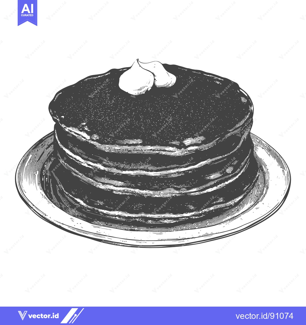 Premium Vector of A tall stack of delicious pancakes on a white plate
