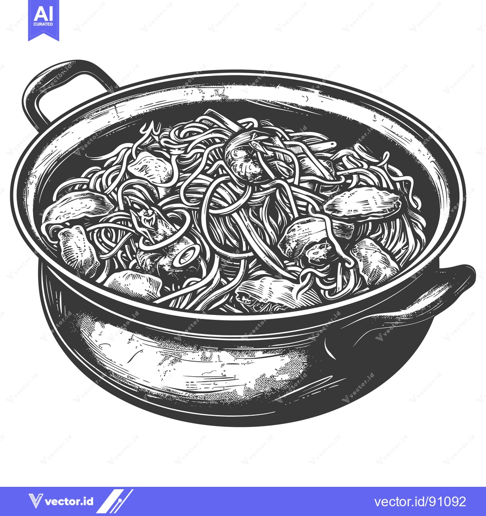 Premium Vector dari Delicious Pasta And Ingredients Cooking Inside The Large Metal Pot