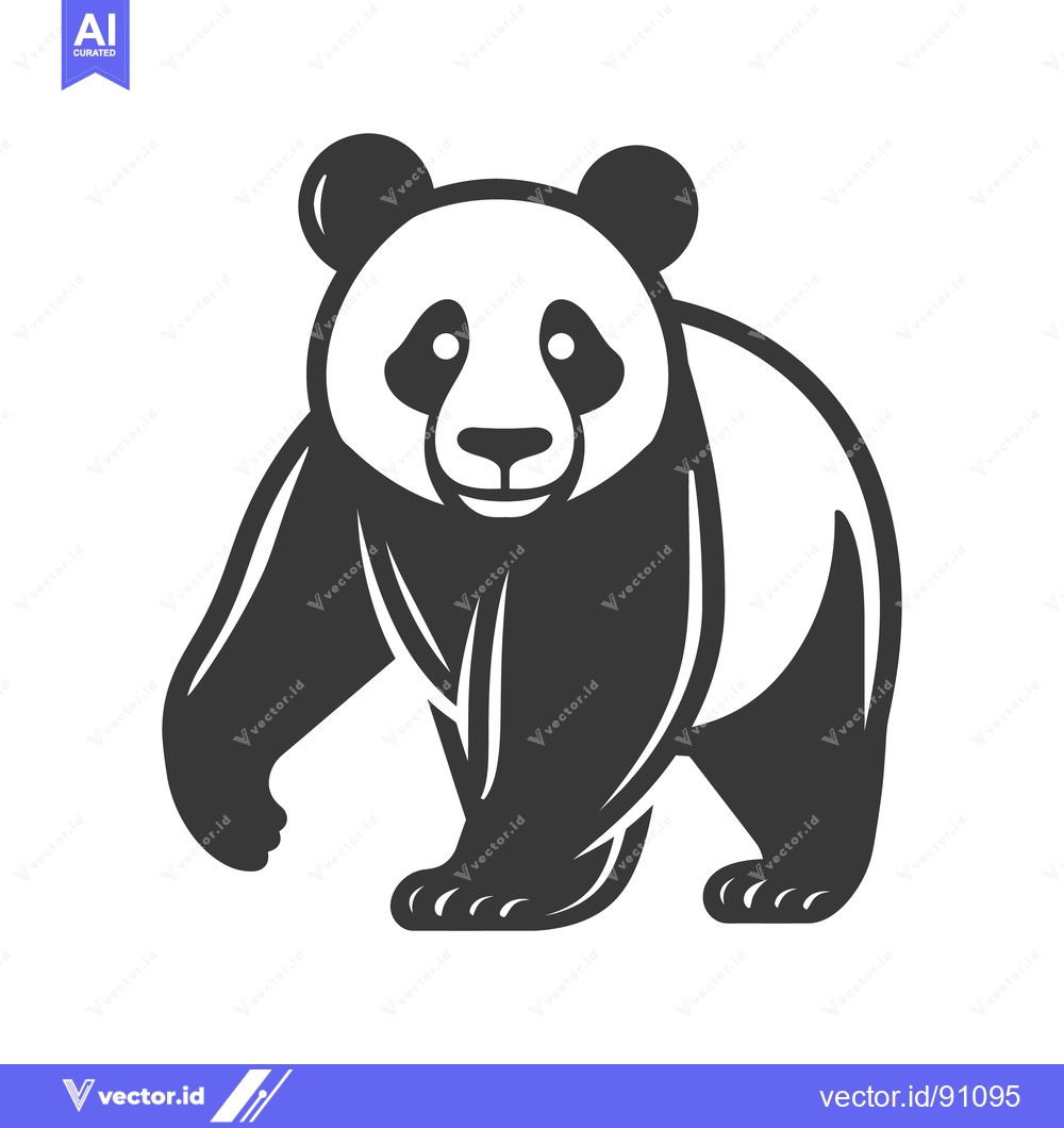 Premium Vector of A stylized black and white illustration of a giant panda