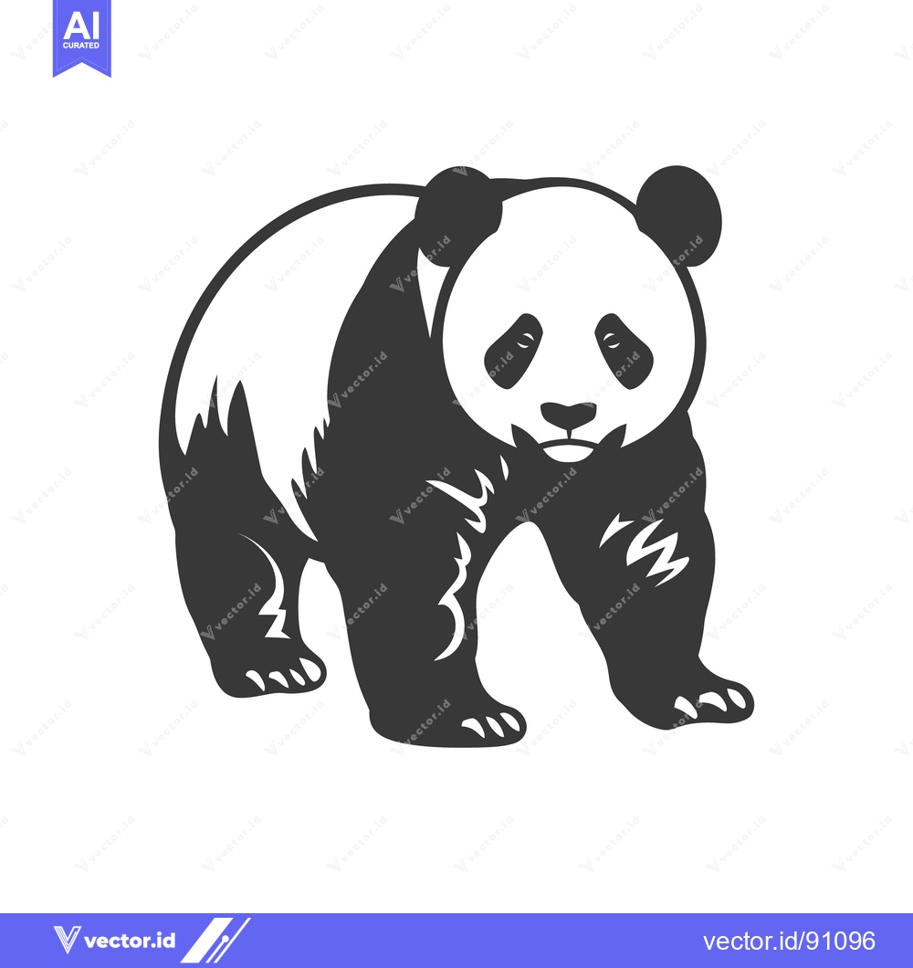 Premium Vector of A giant panda bear appears walking with its black and white fur