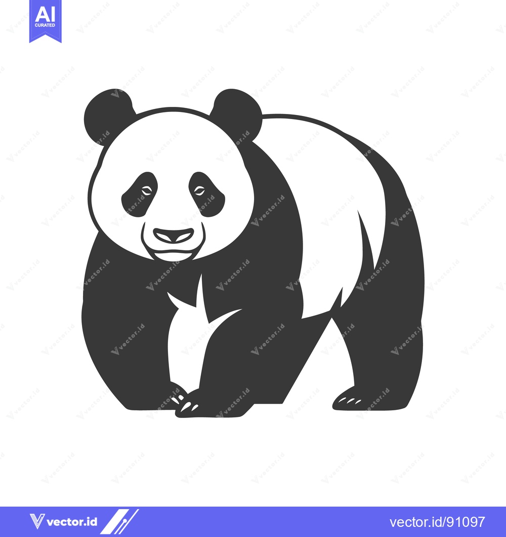 Premium Vector dari A large panda bear depicted in a simple monochromatic style