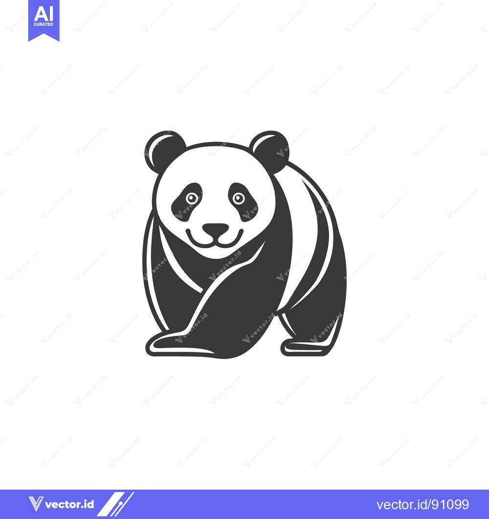 Premium Vector of A monochrome graphic depiction of a walking giant panda bear