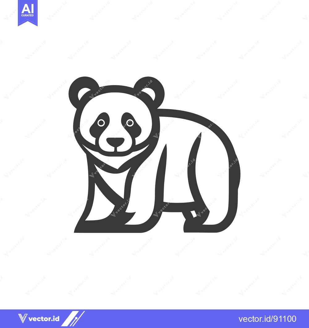 Premium Vector dari A stylized illustration of a black and white panda bear