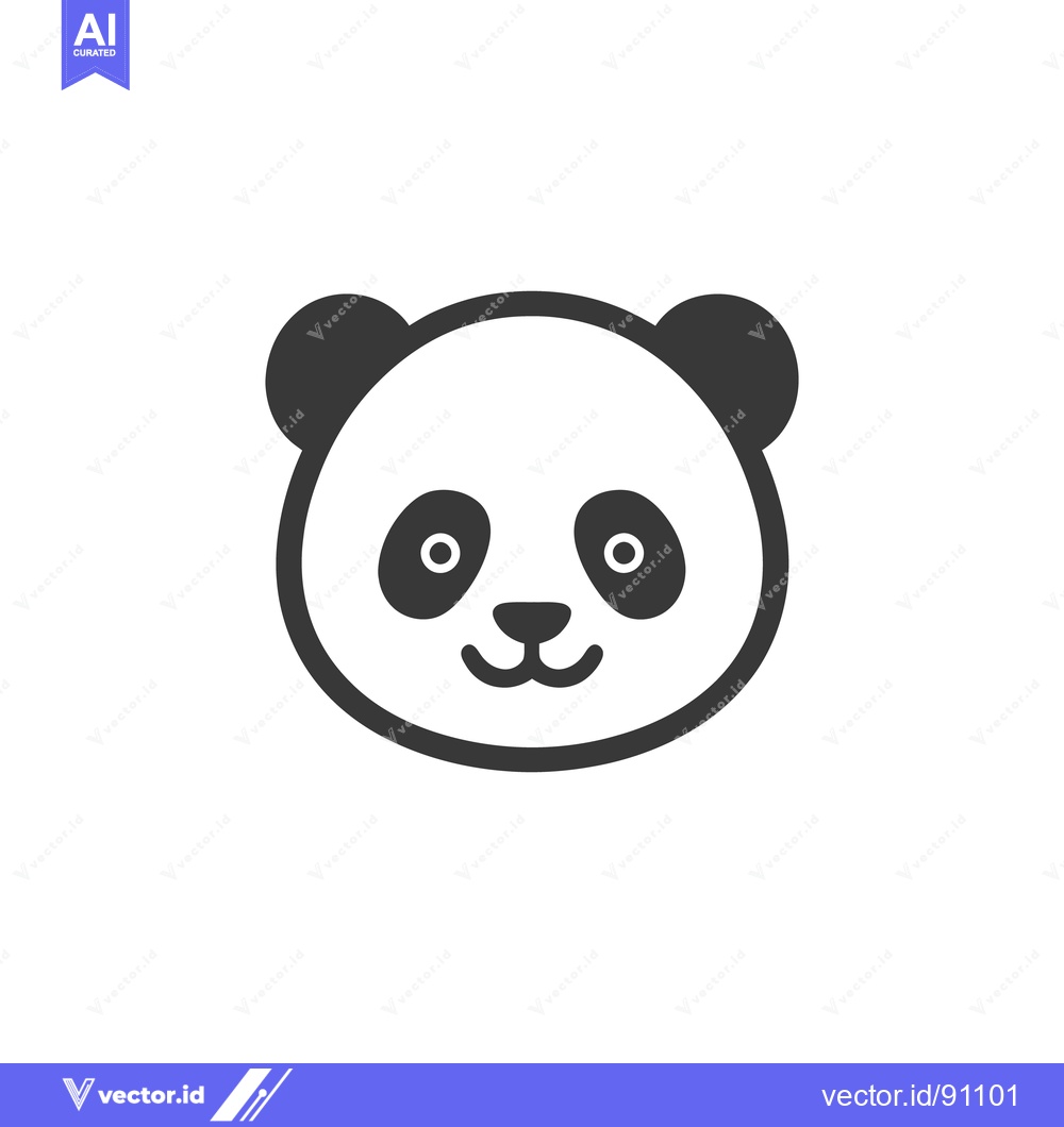 Premium Vector of A Simple Illustration Depicting the Face of a Panda Bear
